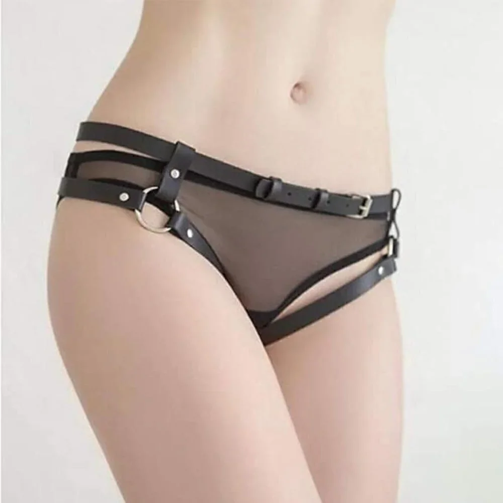 𝅺SEXY Belly Waist Belt Leather Body Harness Leg Garter Thigh Cosplay BDSM NWT